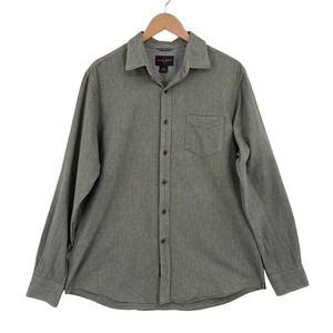 Black Brown 1826 Button Up Shirt Mens Large Gray Cotton Front Pocket Logo Collar